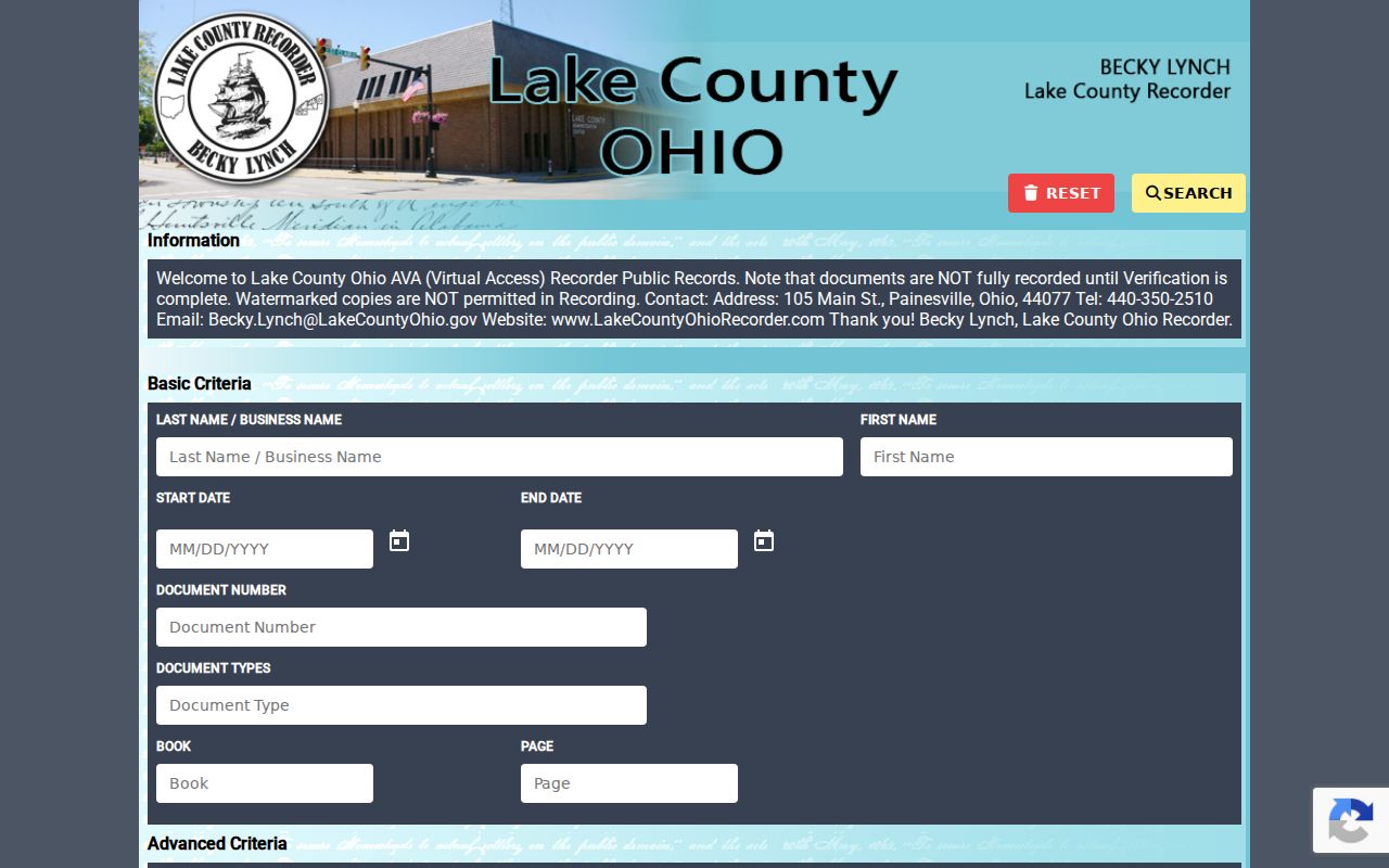 Mentor previous residents research through Lake County Recorder AVA index