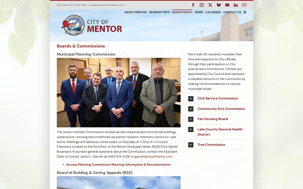 Mentor neighbors reference for City Council boards and commissions