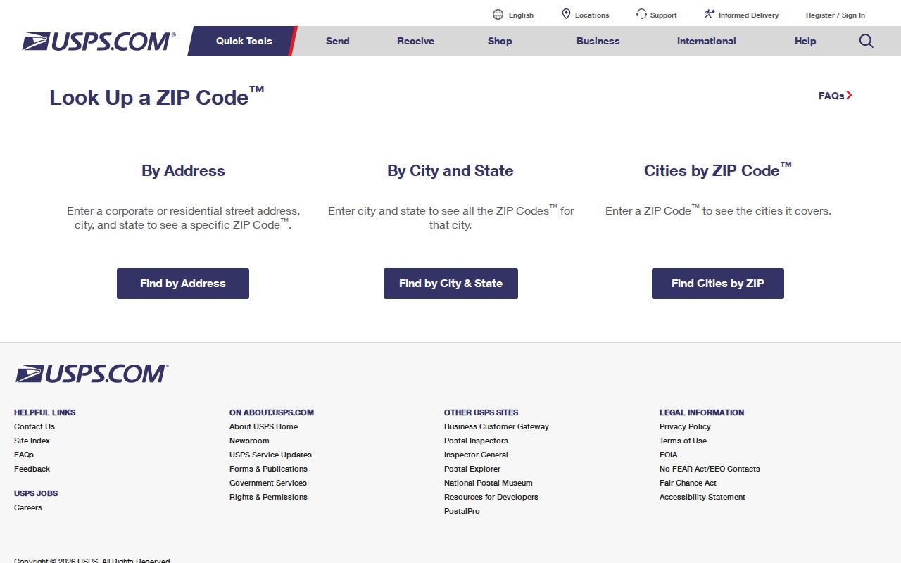 Mentor ZIP code directory USPS ZIP lookup screen